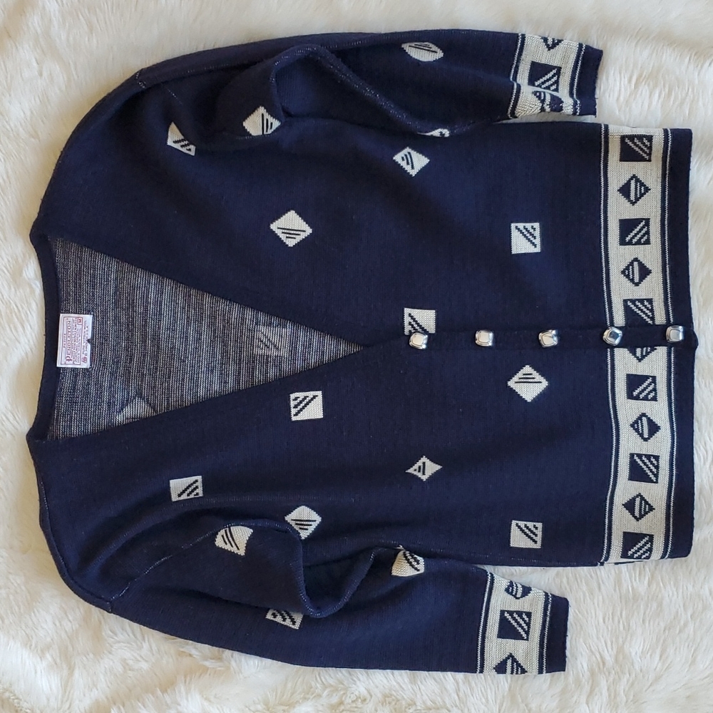 Pendleton wool navy cardigan Petite Med EUC, vintage
